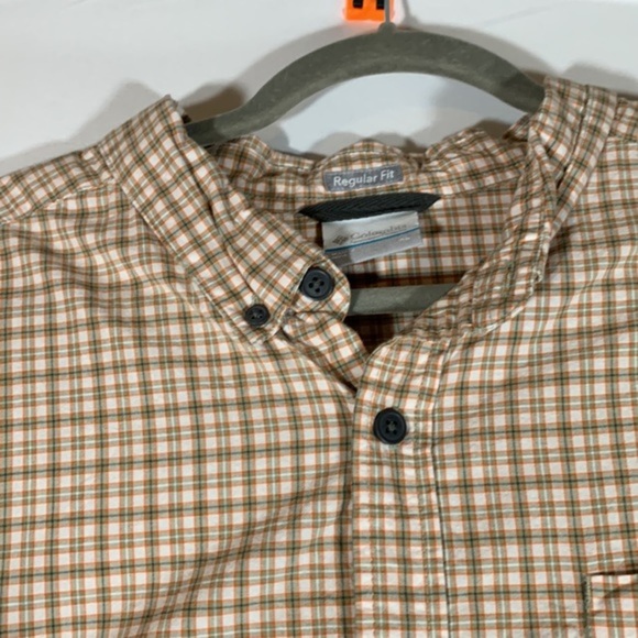 Columbia Men’s Orange & Green Plaid Button Down Shirt - Picture 3 of 8